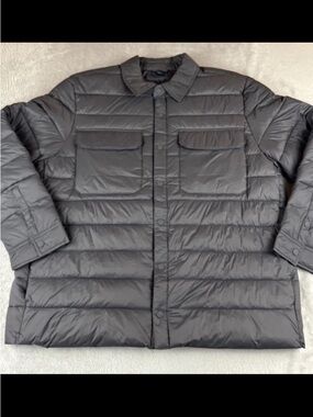 George Mens gray long sleeve button up puffer jacket size XL